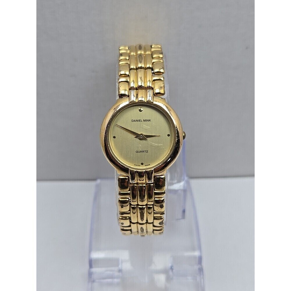 Daniel Mink Swiss Ladies Gold Plated Quartz Dress Wrist Watch New Battery